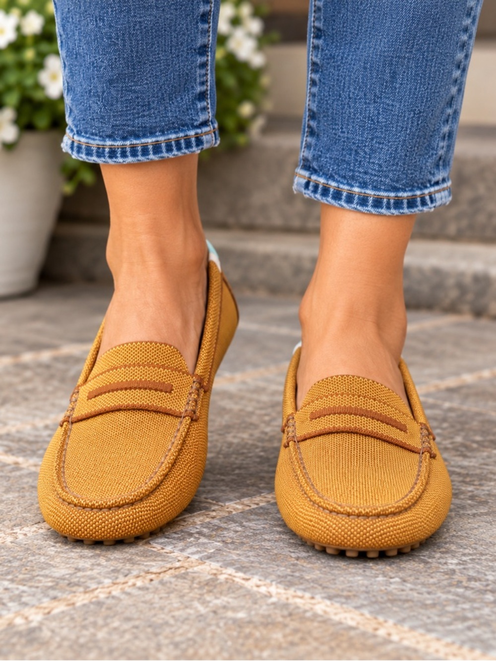Rothy’s The Driver Women’s Size 10 Cognac Knit Penny Loafers Moccasins